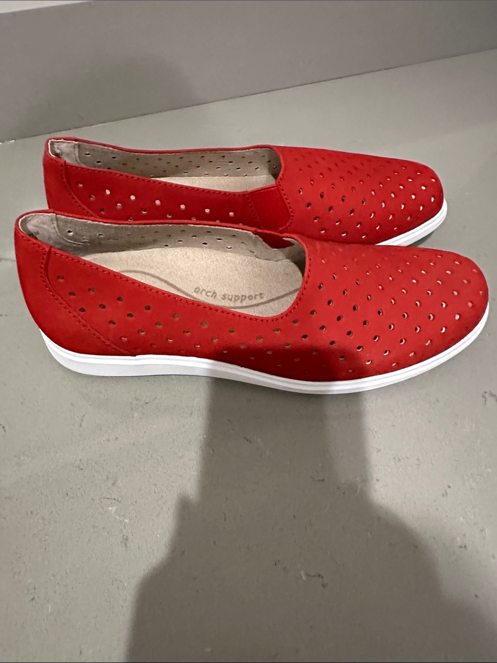 Munro Comfort Slip-On Loafers in Red with Arch Support
